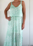 Mint Green Leopard Print Maxi Dress with Side Split
