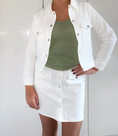 White Button Skirt