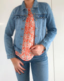 Coral Patterned Frill Blouse